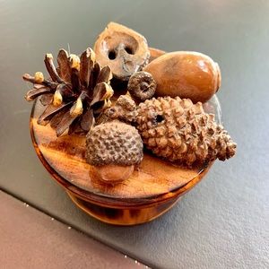Homemade Wooden Nut and Pine Cone Box
